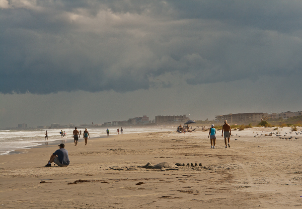 People relaxing on Cape Canaveral beach (Florida)