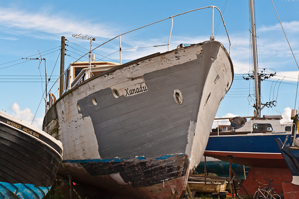 Boats being restored at the Southwold boatyard (Suffolk)