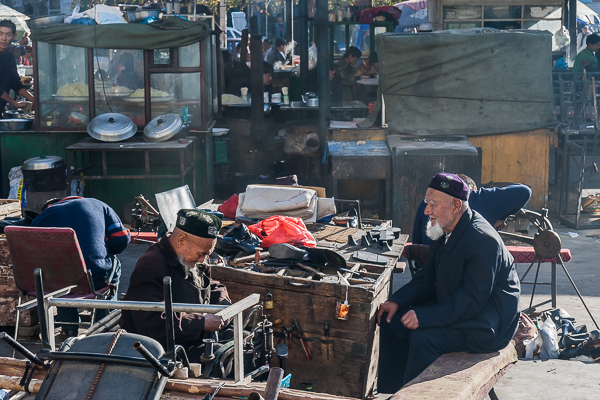 Shoe repair in Turfan, Xinjiang