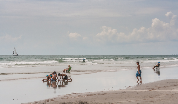 People relaxing on Cape Canaveral beach (Florida)