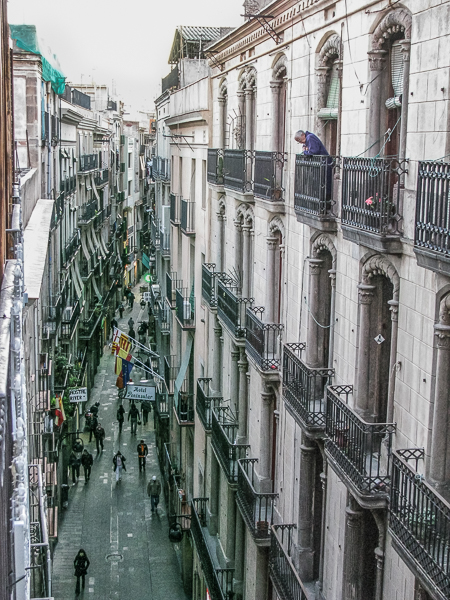 The view from my hotel window in Barcelona