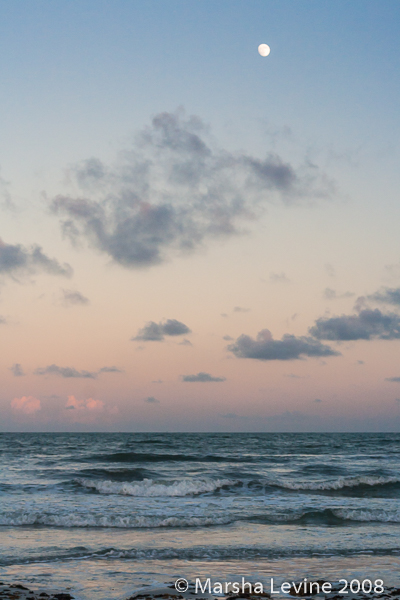 The moon over Cape Canaveral beach, Florida